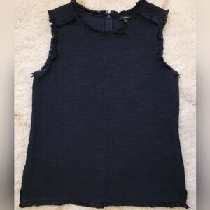 Banana Republic Black Tweed Fringe Sleeveless Top|Workwear Chic